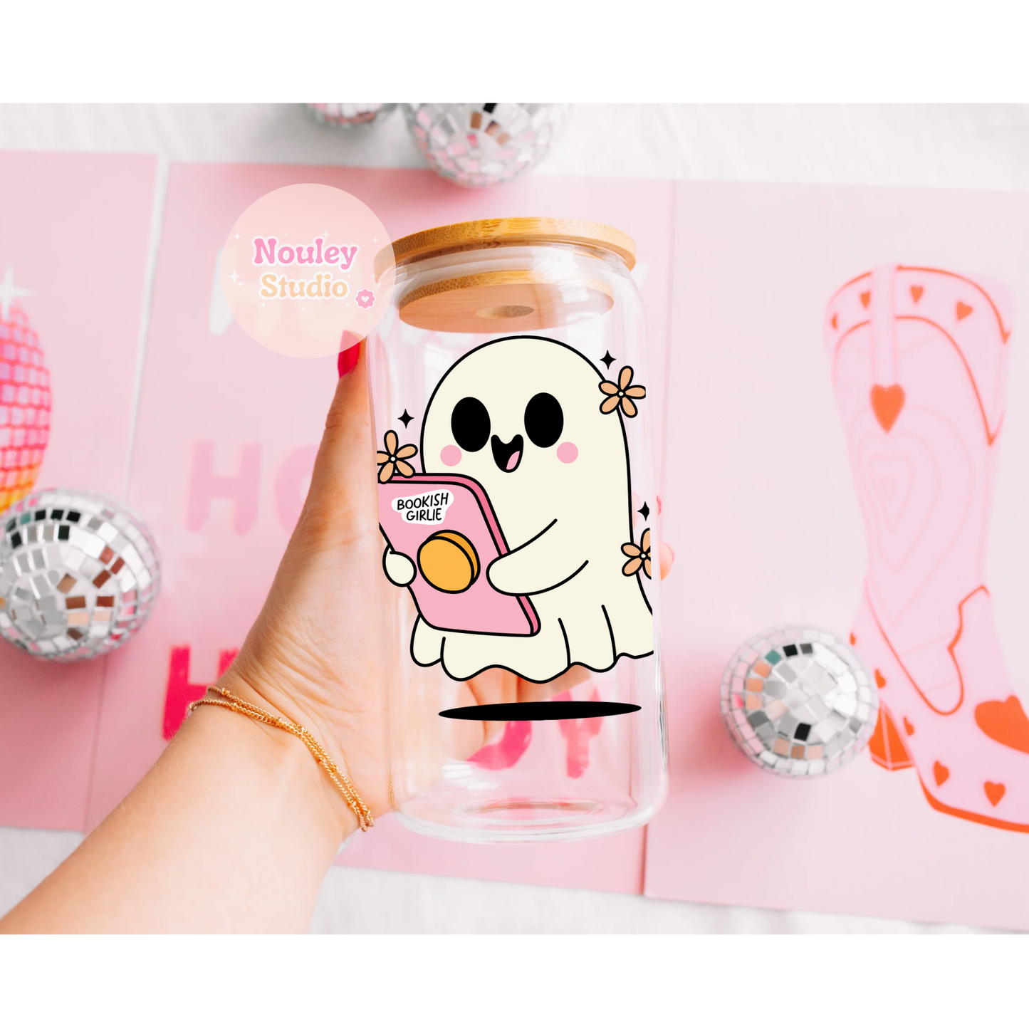 Drinkglas met rietje | Spooky bookish girl