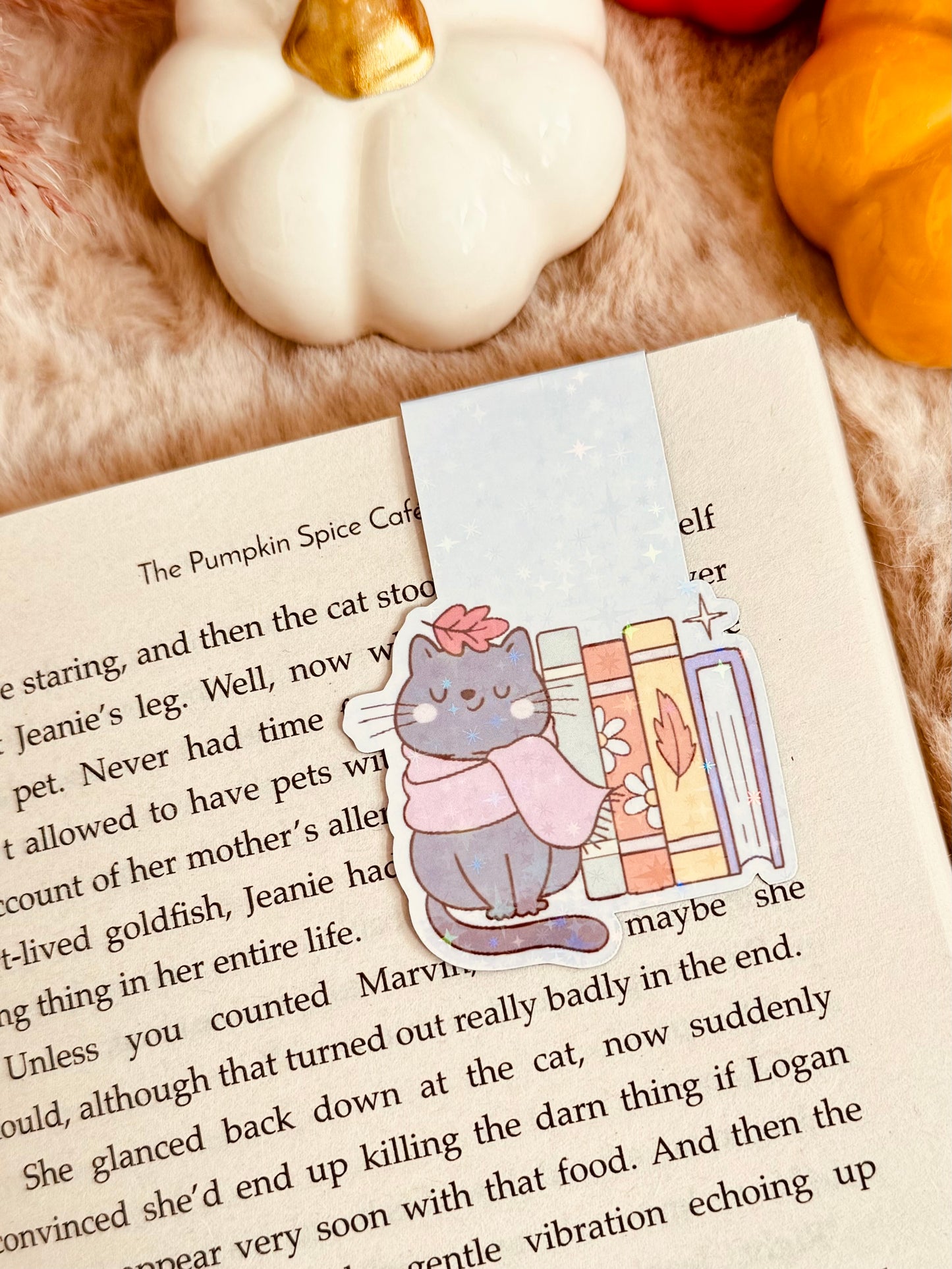 Magnetic Bookmarks reading cat