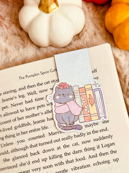 Magnetic Bookmarks reading cat