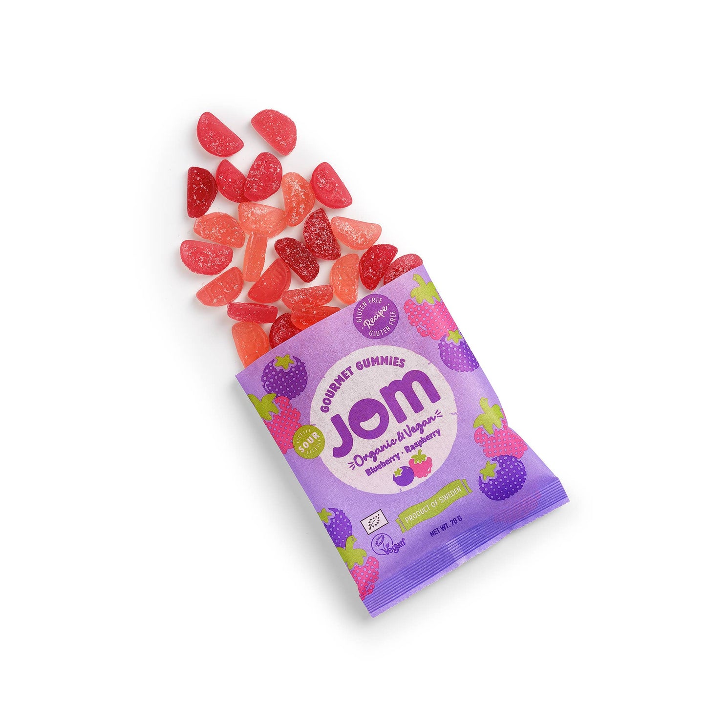 Organic and Vegan Swedish Sour Blueberry and Raspberry Gummies