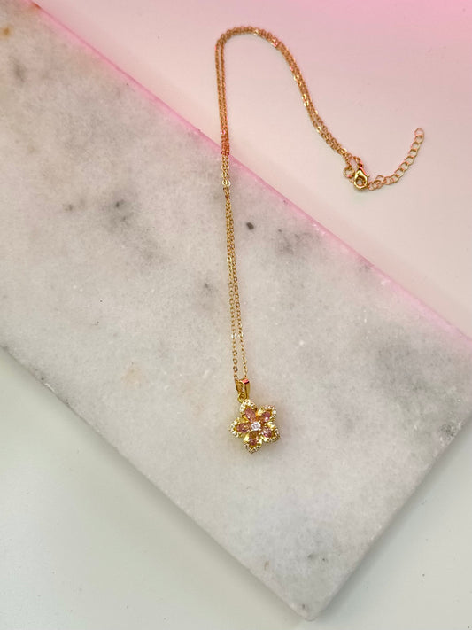 Pink flower necklace