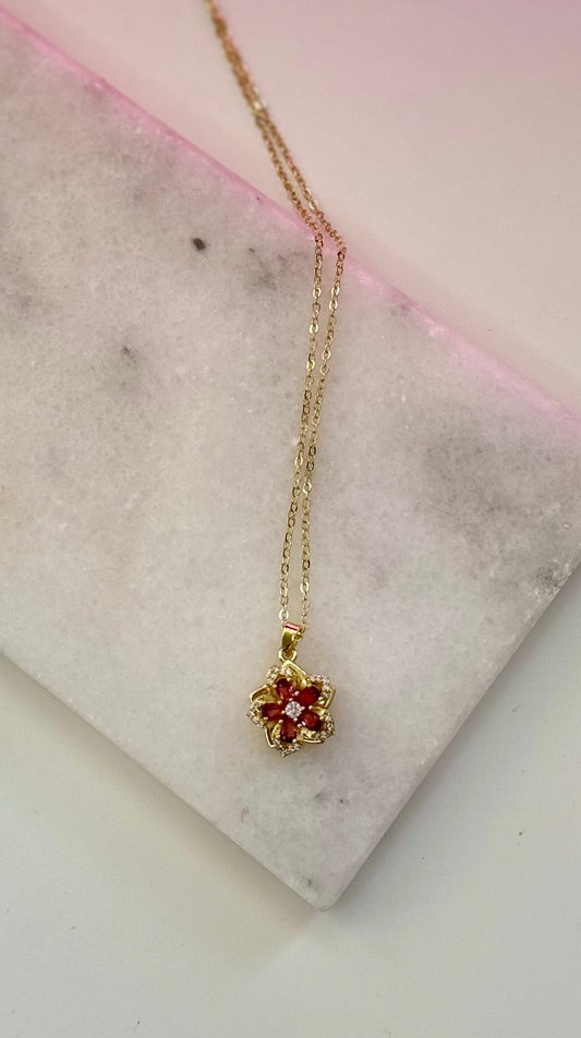 Red flower necklace