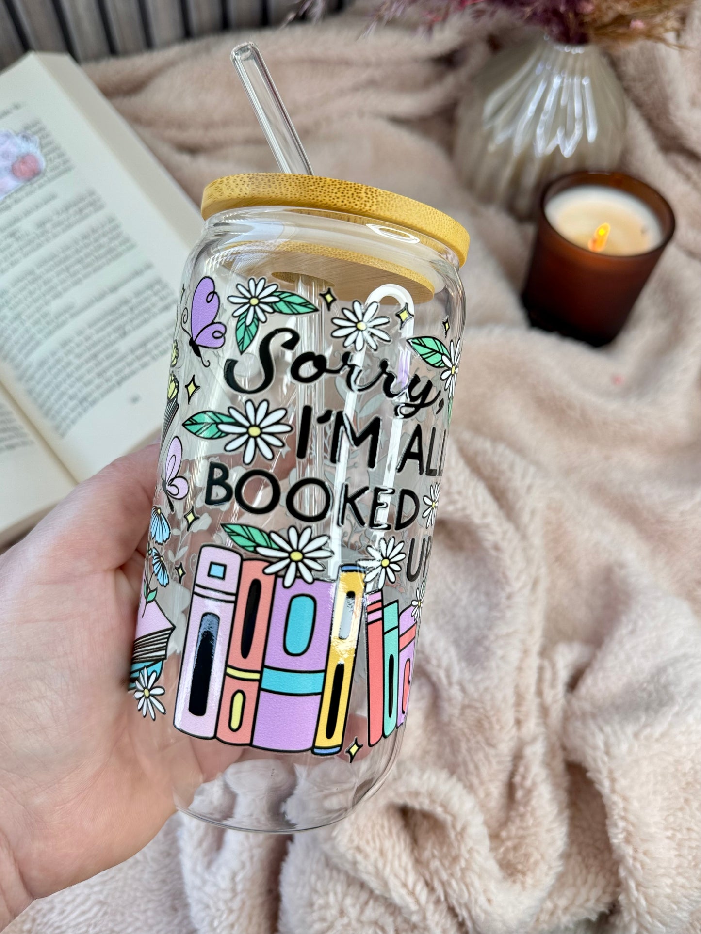 Drinkglas met rietje | Sorry I’m all Booked Up