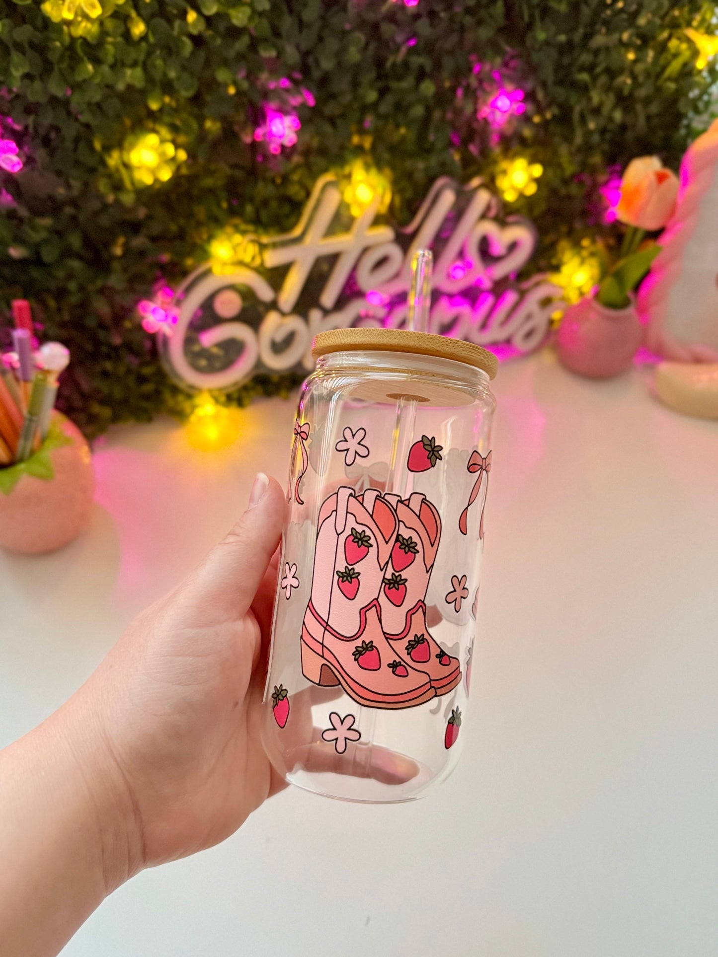 Drinkglas met rietje | Strawberry Cowgirl books