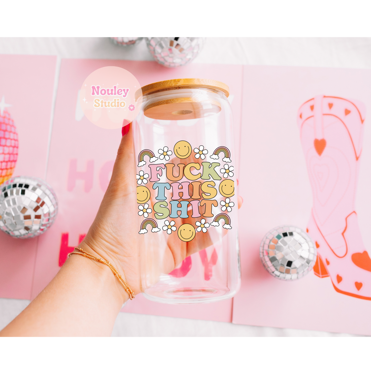 Drinkglas met rietje| F.. this shit