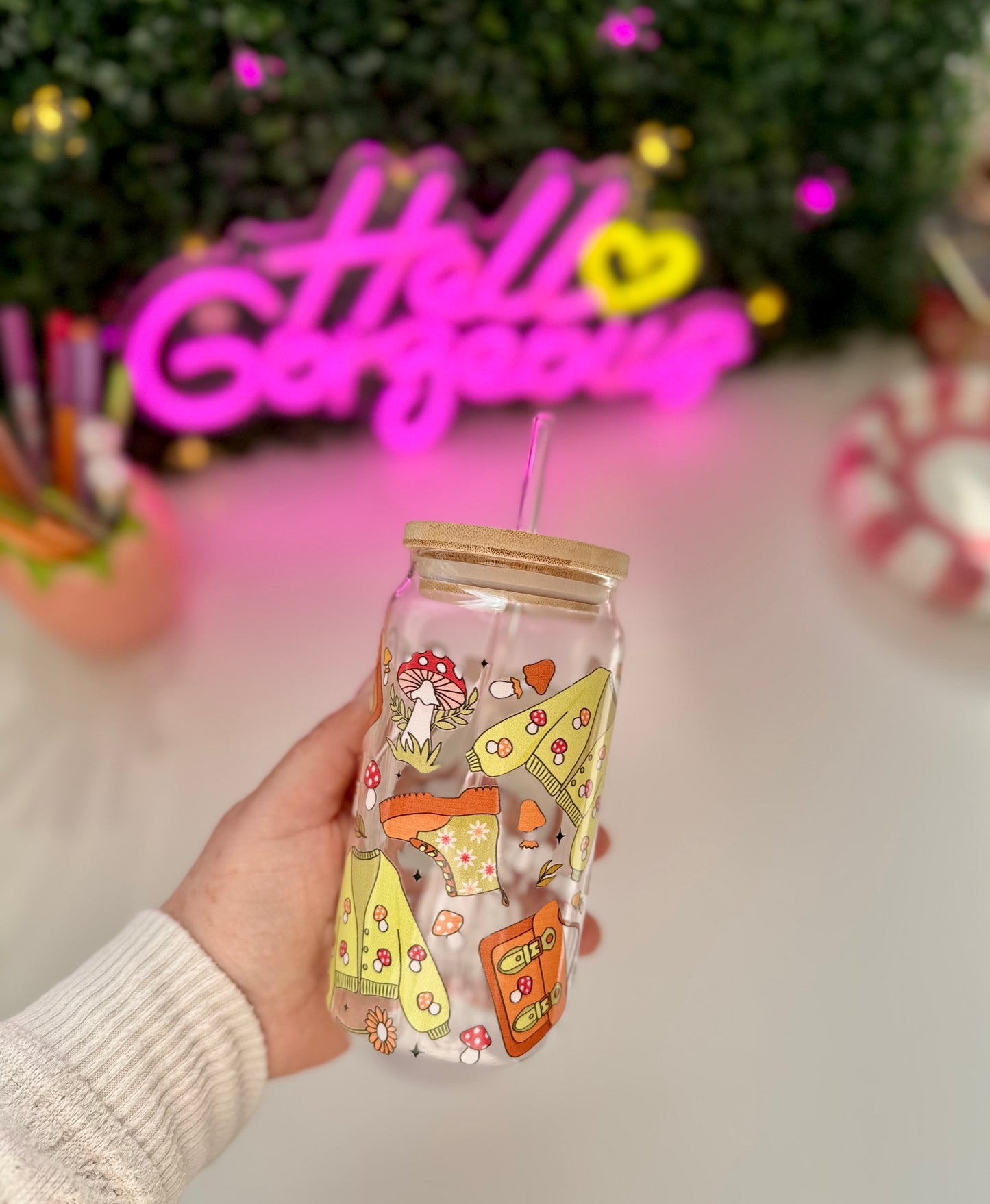 Drinkglas met rietje | Goblincore girl