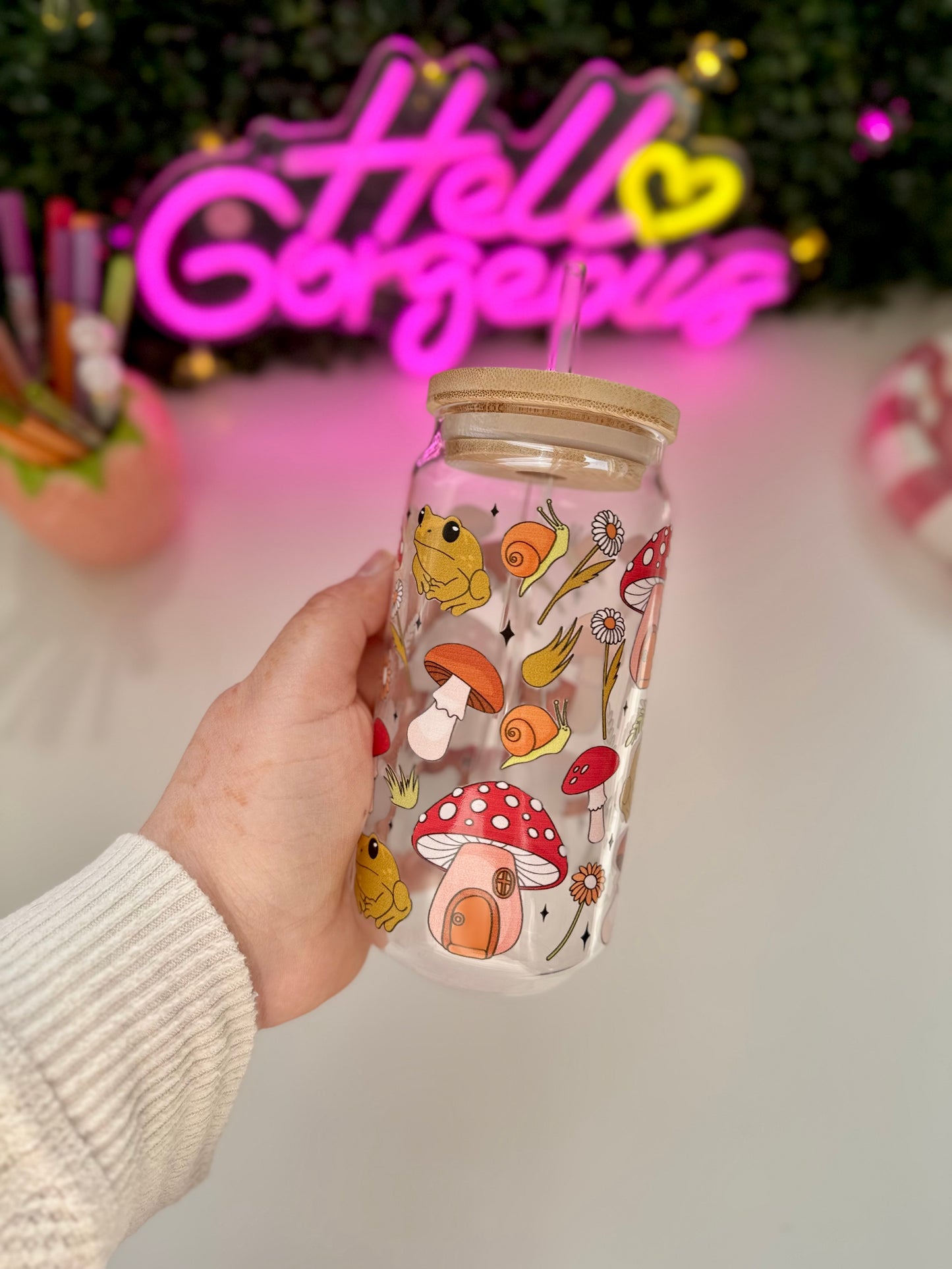 Drinkglas met rietje | GoblinCore mushroom