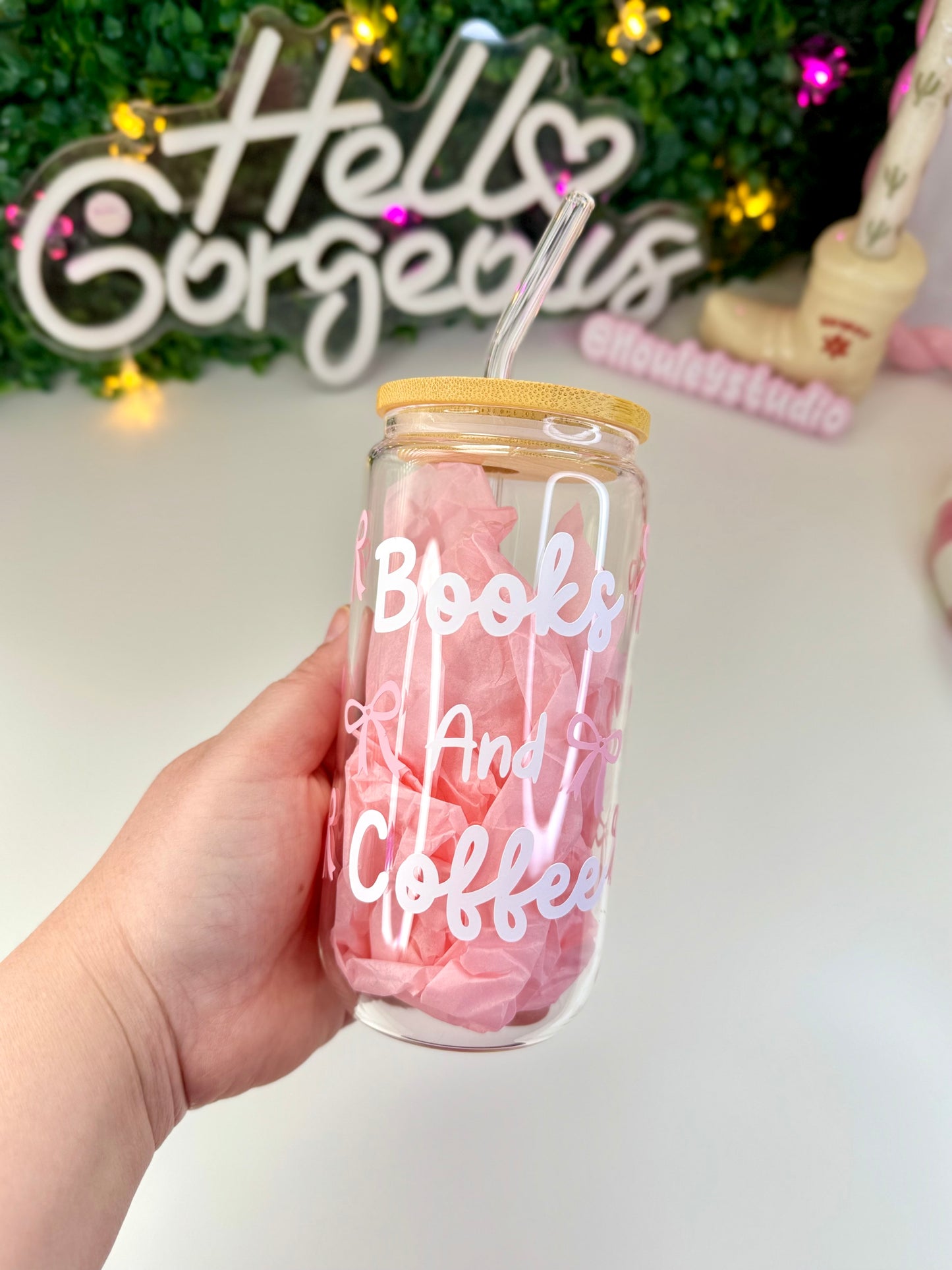 Drinkglas met rietje | Books and Coffee