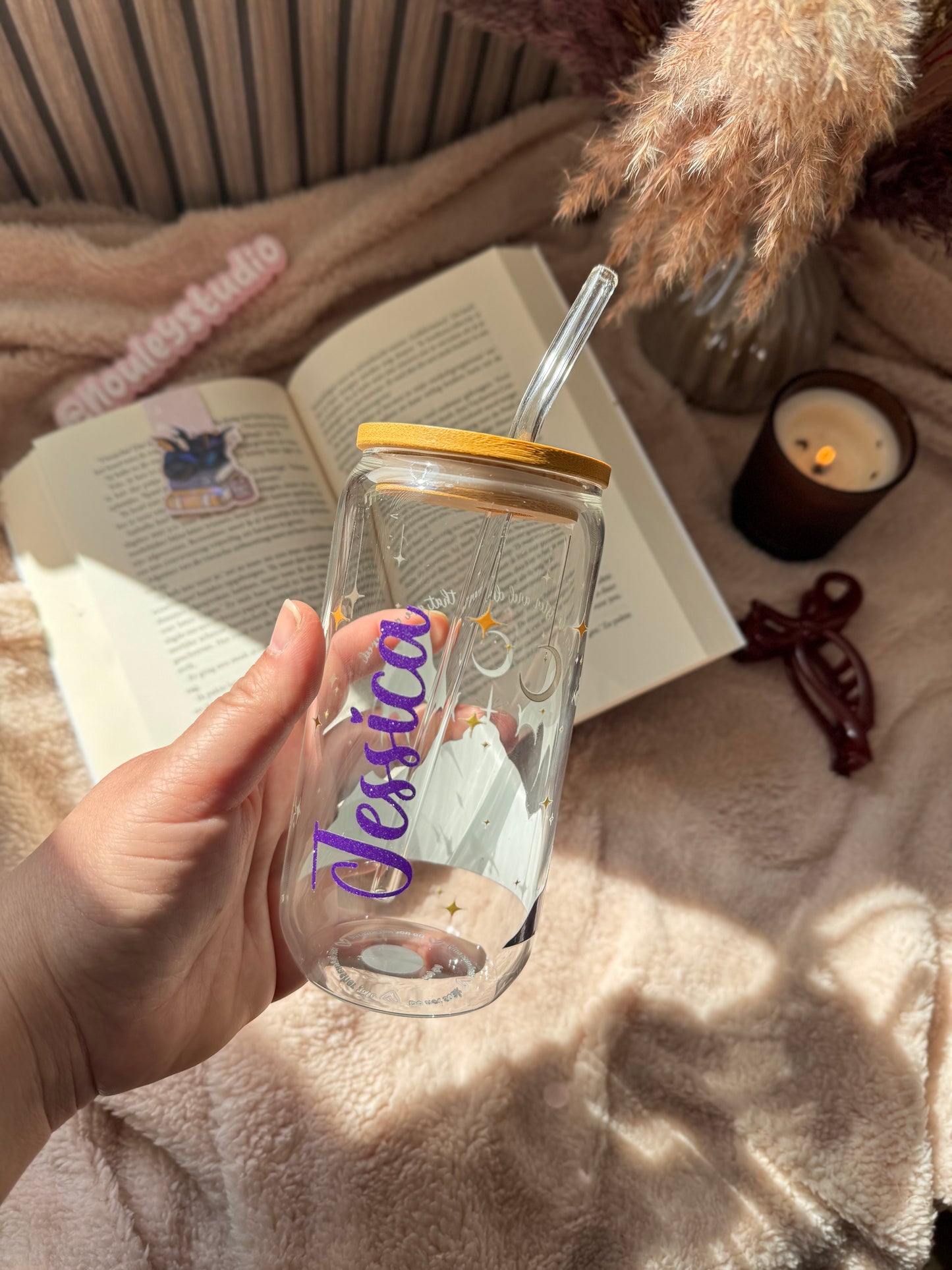 Drinking glass with straw | Cute Bow 🎀 with name tumbler