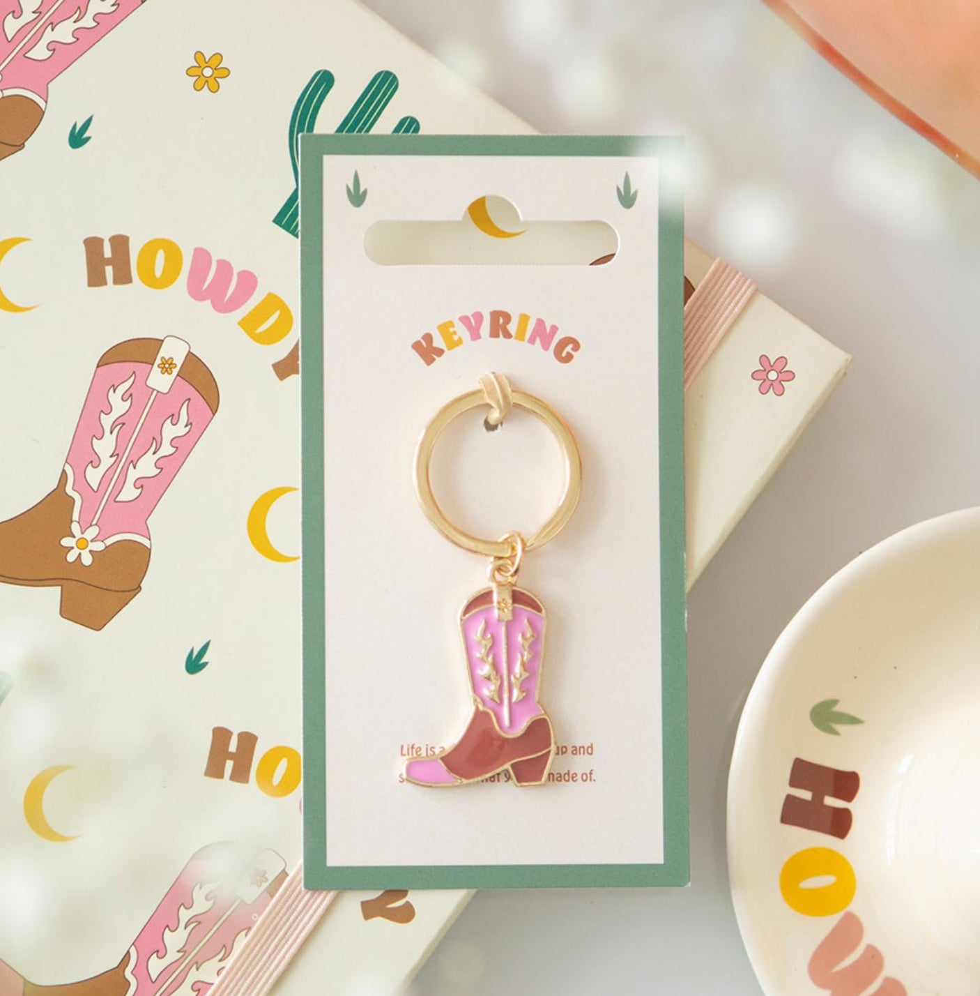 PINK COWBOY BOOT KEYRING