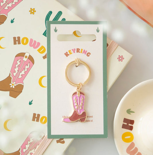 PINK COWBOY BOOT KEYRING