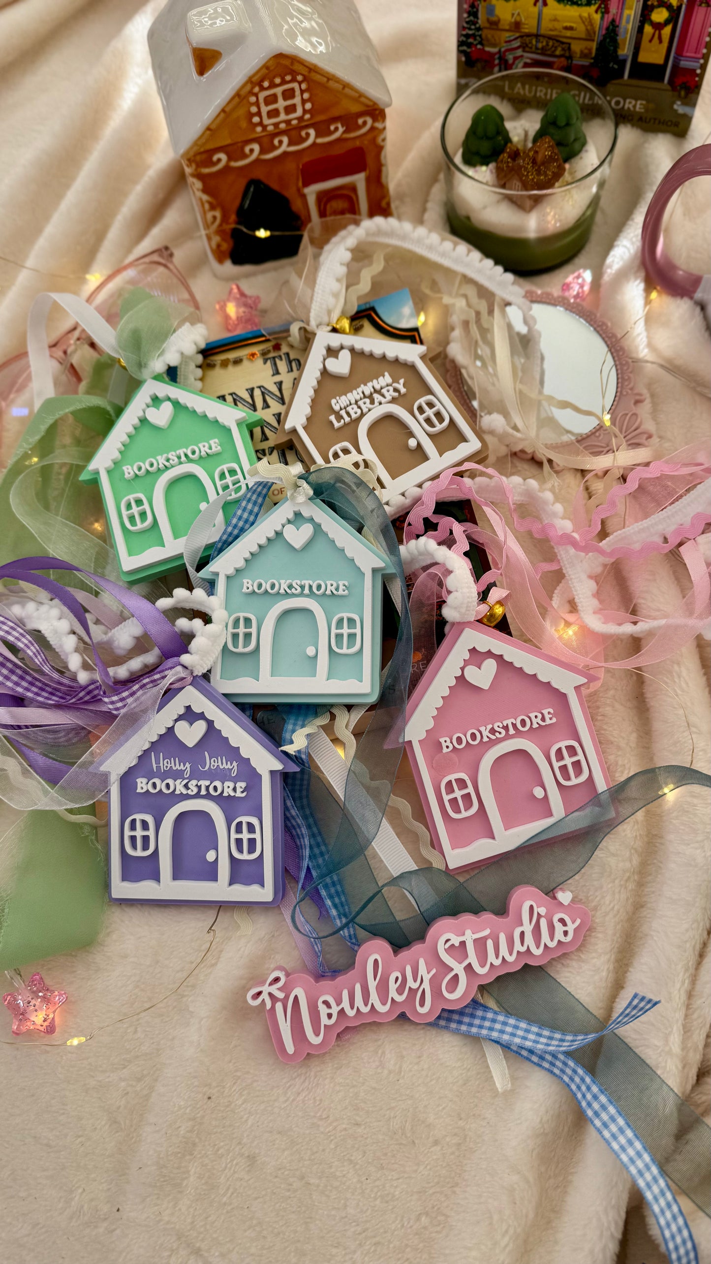 Gingerbread Bookstore Ornament – Holiday Edition