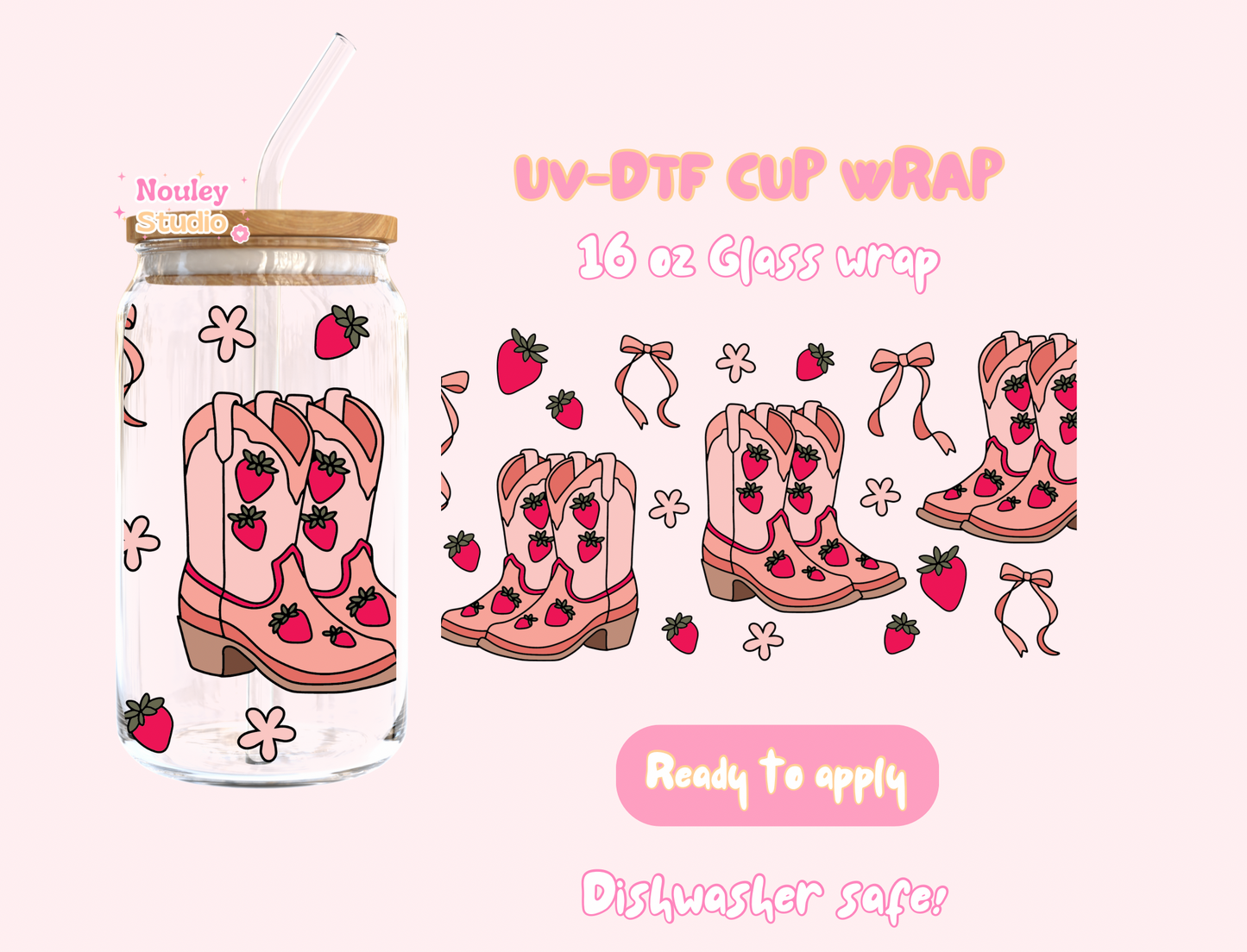 UV-DTF Cup wrap | Cowgirl Strawberry