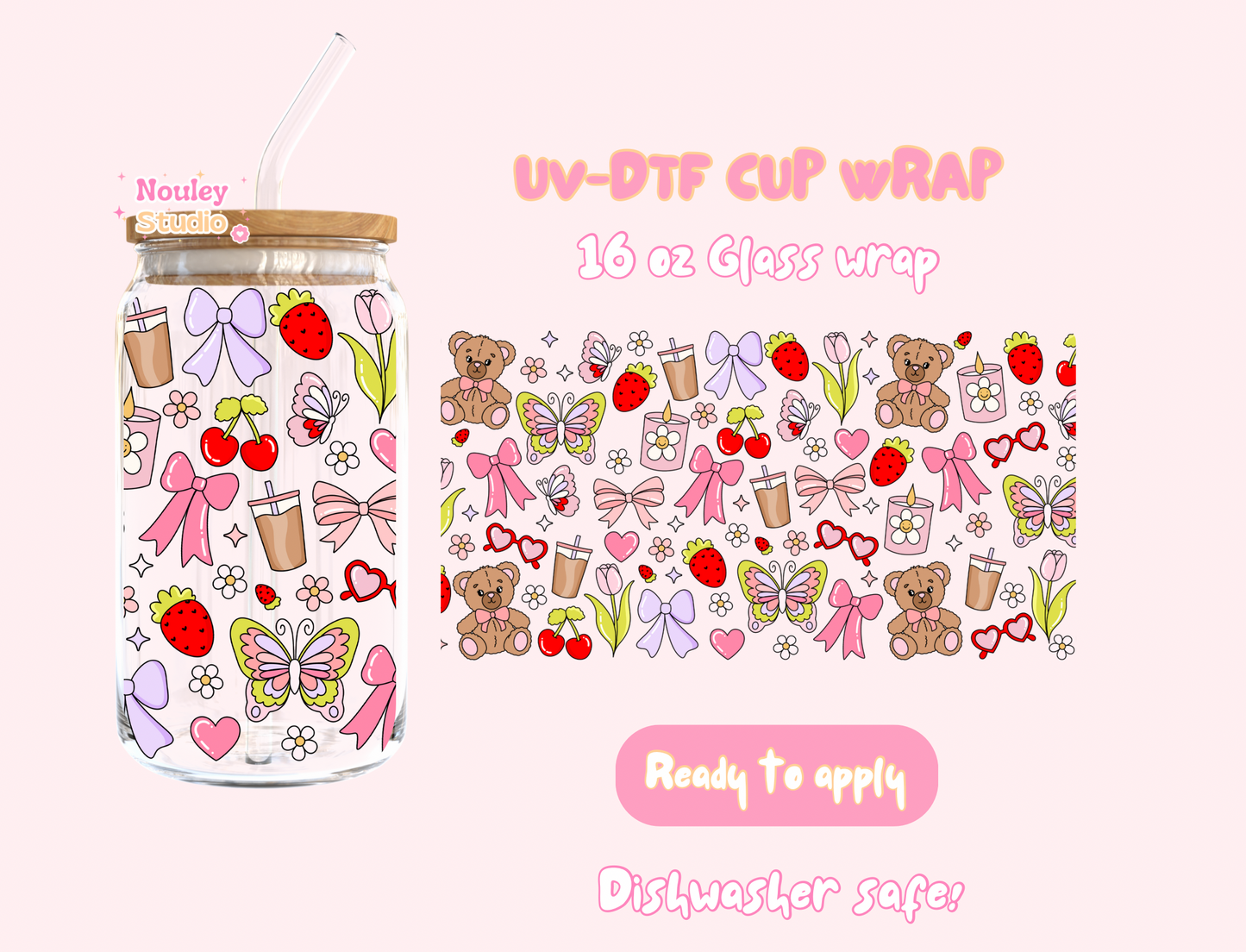 UV-DTF Cup wrap | Cute teddybeer