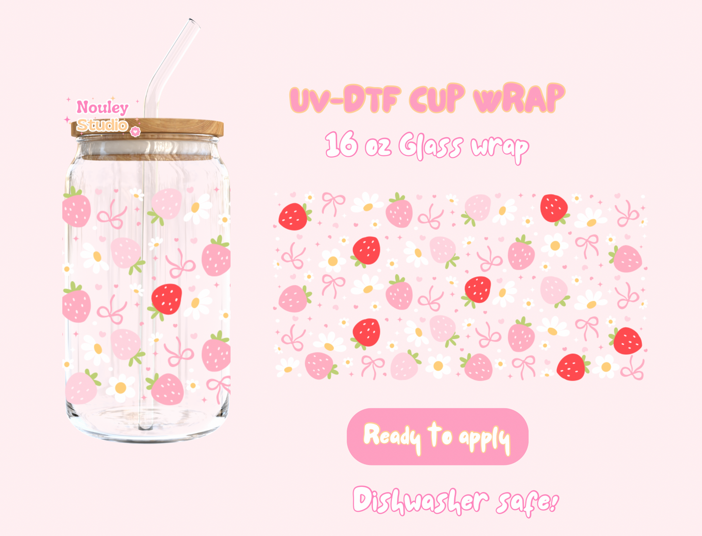 Uv DTF wrap strawberry bow