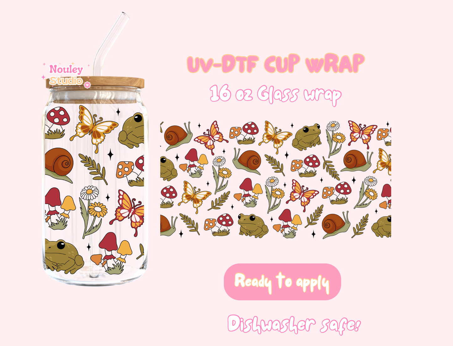 Uv DTF wrap goblincore frog