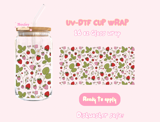 UV-DTF Cup wrap | Sweet Strawberry garden