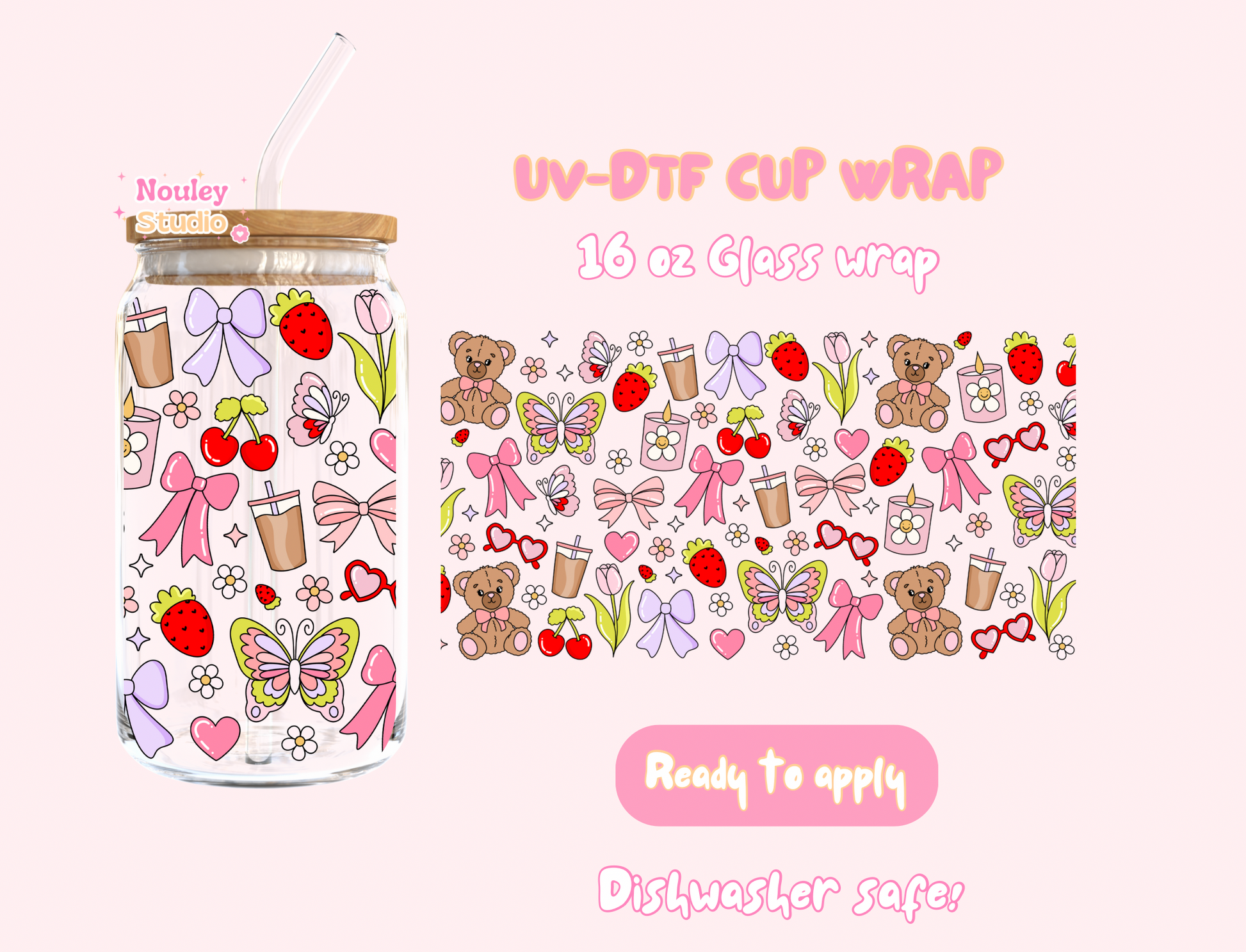 UV-DTF Cup wrap | Cute teddybeer