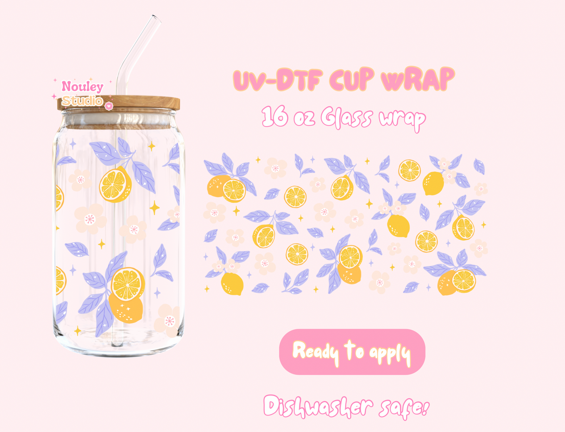 UV-DTF Cup wrap | Squizy lemon