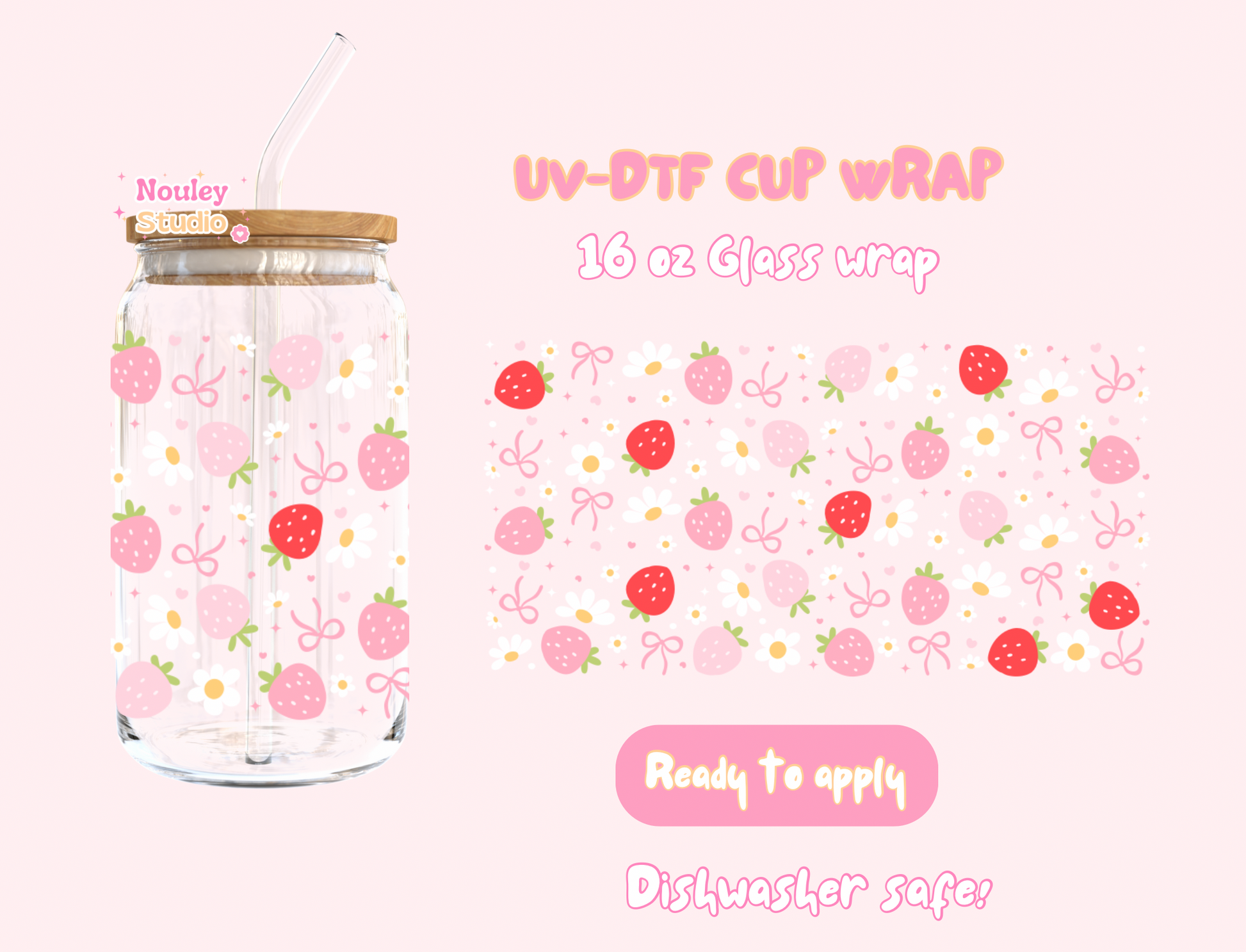 Uv DTF wrap strawberry bow